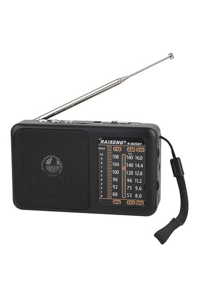 Choice black 805BT Radio Portable AM FM shortwave - Battery powered rechargeable radio with good sound, str