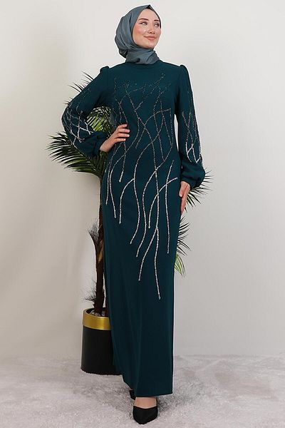 GİYZAMİLA Yase Stone Dress Emerald