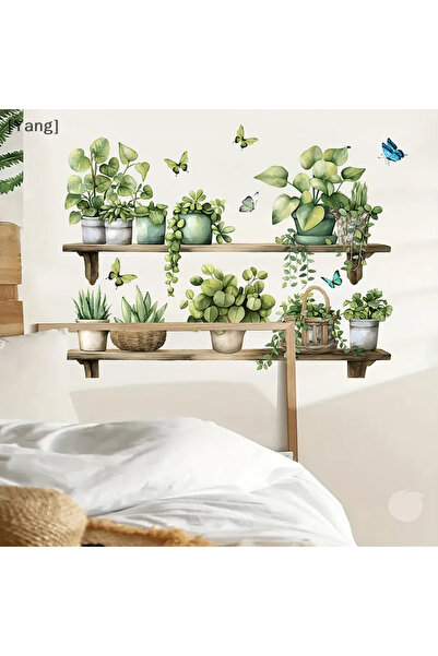 Choice ملصقات حائط متعددة الألوان على شكل فراشات نباتات مزروعة في أصيص لتزيين...