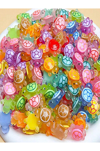 Choice 100 قطعة من تماثيل السلاحف البحرية المصغرة، تماثيل سلحفاة صغيرة مضيئة من الراتنج متعددة الألوان