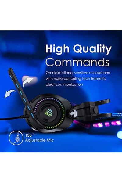 VERTUX سماعة رأس للألعاب عالية الدقة Game Command فوق الأذن