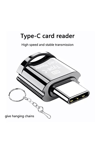 Choice محول فضي من النوع C إلى Micro-SD TF قارئ بطاقات OTG قارئ بطاقات صغير قارئ بطاقات ذاكرة ذكي لأجهزة P