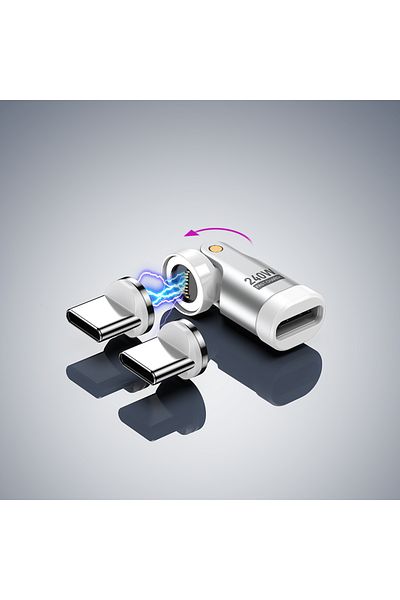 Choice محول 9 سنون قطعتين من TC AUFU 9 سنون مغناطيسي من النوع C إلى USB C OTG محول 240 واط شحن سريع أنثى