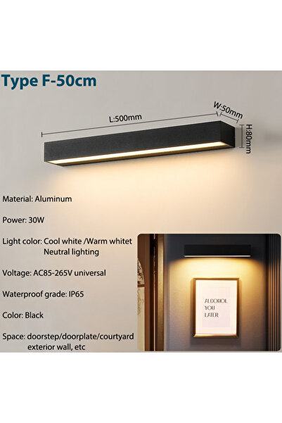 Choice مصابيح حائط خارجية LED 6000 كلفن بيضاء باردة بطول 50 سم، مصابيح حائط خارجية من الألومنيوم IP6