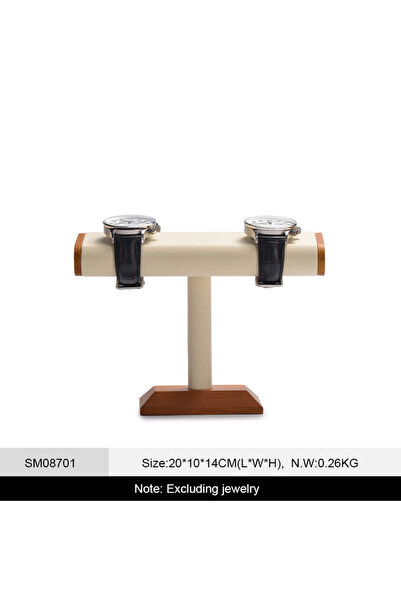 Choice Beige Oirlv Wooden Watch Storage Rack T-Bar Watch Display Stand Jewelr...