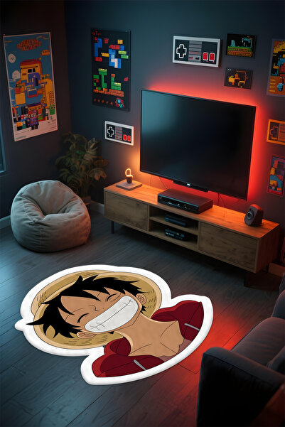 Alpacarpet Özel Kesimli Desenli Anime & Gamer Halısı Kaymaz Taban Makinede Yı...
