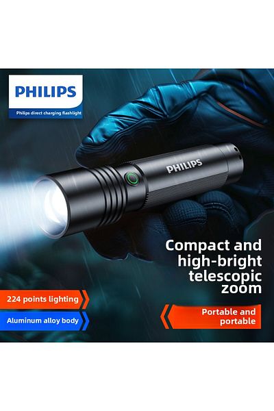 Philips SFL2146 SFL2146 2025 Super Bright Rechargeable Flashlight - Long Range Zoom, Portable for Ou