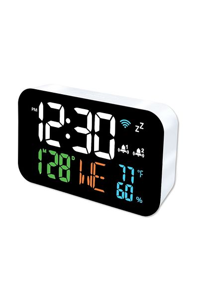 Choice white-white Tuya WiFi Desktop Clock Calendar Intelligent Thermometer Hygrometer with Digital LED Dis