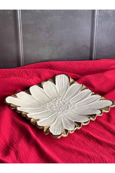 ROSSEV Flora Gold Square Serving Plate 24cm