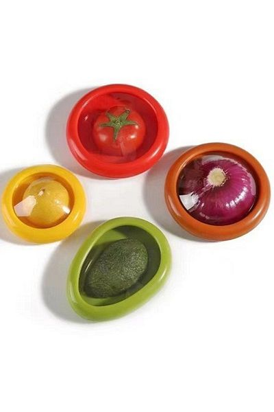 Choice 4PCS Transparent film sealed fruit preservation box, vegetable avocado lemon tomato preservation ref
