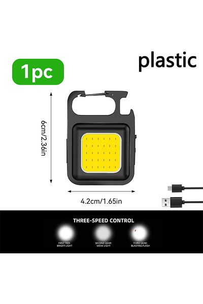 Choice Plastics 1PCS 1/2PCS USB COB Keychain Work Light Flashlight Super Bright Emergency Light,Bottle Open