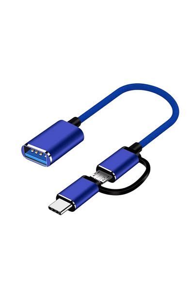 Choice محول كابل OTG 2 في 1 من Micro USB USB C إلى USB 3.0 باللون الأزرق، حالة جديدة، نوع C ذكر USB أنثى، تحويل