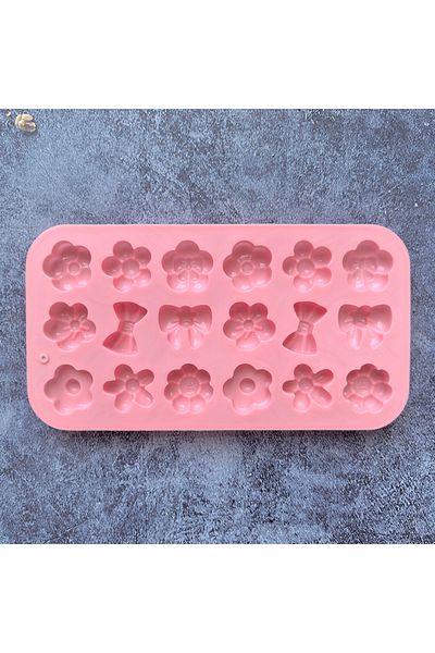 Choice 011pink 18 cavity flower candy mold DIY bow chocolate jelly mold ice mold pudding mold soap mold bis