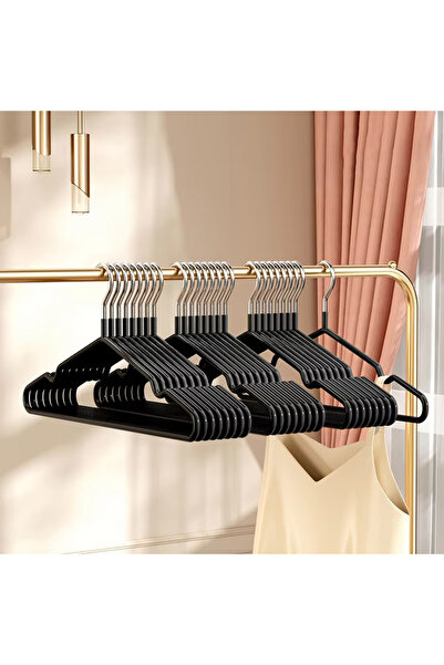 Choice 10 قطع سوداء - شماعات ملابس معدنية غير قابلة للانزلاق، رفوف ملابس متين...