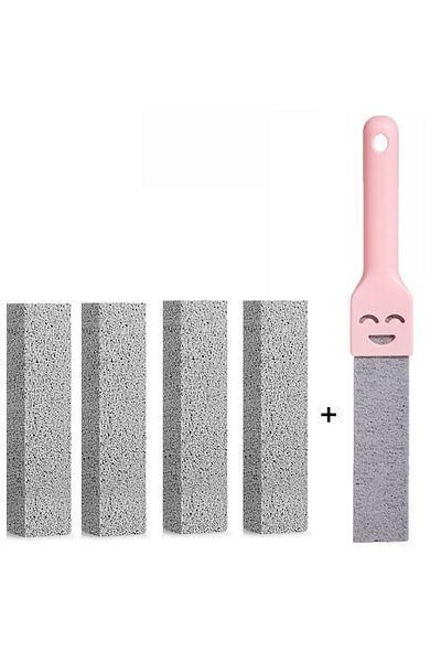 Choice PK 1 handle 5 Stones 5PCS Pumice Stone Toilet Brush Bathroom Cleaning Stone with Handle Tile Sink Ba