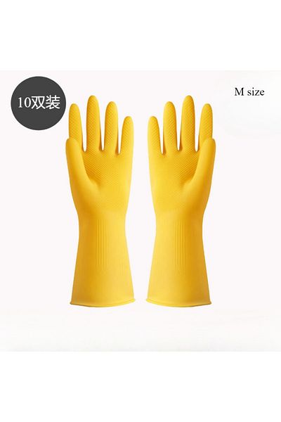 Choice 10 pairs of glove-M 10 Pairs of Thick Rubber Gloves, Durable Gloves for Household Kitchen Cleaning a