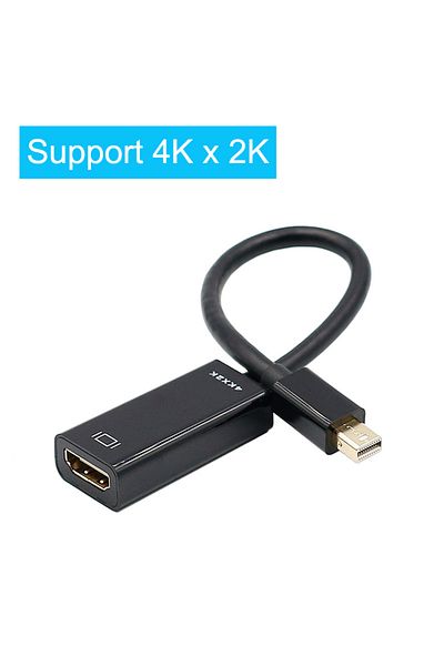 Choice محول كابل أسود يدعم 4K Mini DP إلى HDMI متوافق مع 1080p لجهاز MacBook Air Thunderbolt 2