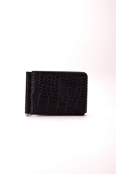 Niki Leather Rafel Black Crocodile Genuine Leather Wallet with Money Clip and Magnet Cover