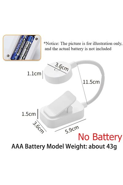 XIWANGFIRE WHITE Battery Power Mini Clip Book Lamp LED Table Lamp Eye Protection 3 Colors Battery Powered USB N