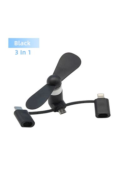 Vikefon A 3 in 1 Mini Portable USB Phone Cooler Fan For iPhone Samsung Xiaomi Micro/Type-C/IOS Smartphone U.