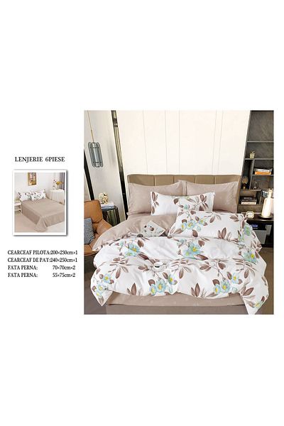 CHIRASO FINET Cotton Bed Linen, Classic Sheet 240x250cm, Duvet Cover 200x230cm, 4 Pillowcases
