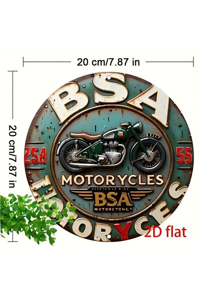 Choice 20x20cm TYA6904 Modern Iron Sheet Art,Vintage BSA Motorcycles Aluminum Metal Sign - Round Wall Decor