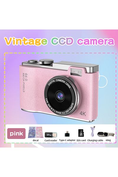 Choice Pink 32G Kid Digital Camera for Children Camcorder Rechargeable Cameras Vlogging Camera 2.4" Recharg
