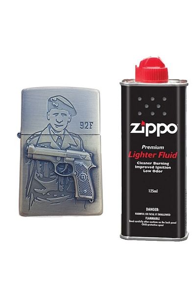 dalimag Metal Lighter, 3D Relief, Soldier Pistol 92F Model, Gas, Green,