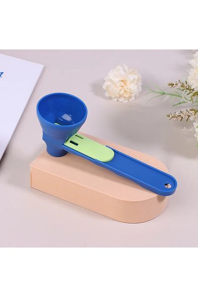 Choice 2pcs Blue Creative No Spill Measuring Spoon Funnel Preparation Of Protein Powder, Workout & Sports D