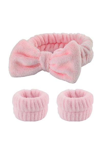 Choice Coral Fleece Style 29 Bow Headband Wristband Set Towel Elastic Soft Washing Face Shower Make Up Yoga