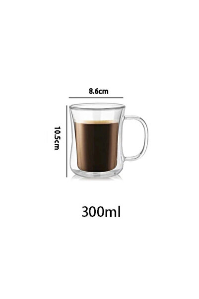 Choice1 220-400 مل 300 مل 1 قطعة 1 قطعة كوب زجاجي مزدوج الجدار كوب قهوة شفاف بمقبض للمشروبات الساخنة والباردة م