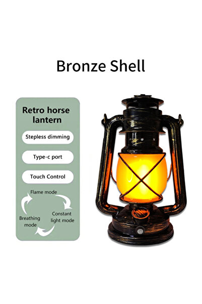 Choice مصباح LED محمول على شكل حصان على شكل قذيفة برونزية قابل لإعادة الشحن م...