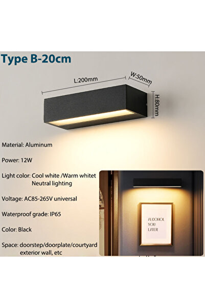 Choice black 20cm warm white 3000k LED Outdoor Porch Wall Sconces Aluminum Exterior Wall Light Fixtures IP6