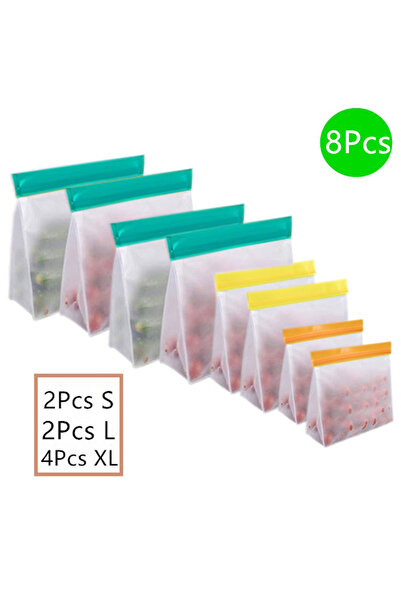 Choice3 8 قطع من أكياس تخزين الطعام القابلة لإعادة الاستخدام، أكياس مانعة للت...