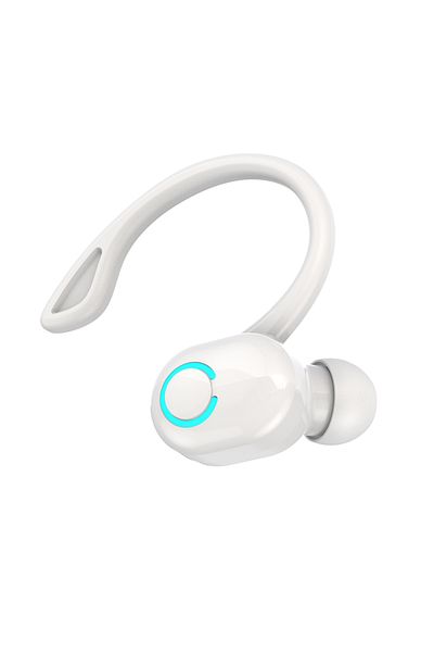 Choice White Bluetooth 5.2 Business Wireless Headphone Ear-Hook Mini HIFI Bass Noise Cancelling Earphone Wi