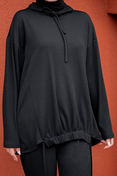 Tesettür Çarşım Relax Camisole Bottom Top Sports Suit-Black