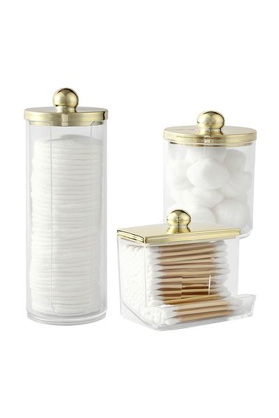 Choice Gold 3pcs 3 Pcs Qtip Holder Dispensers Storage Box Bathroom Organizers Containers for Cotton Ball/Co