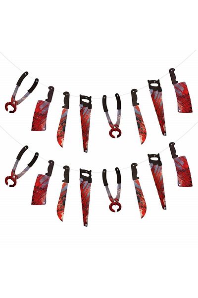 Zerhok Set of 2 Halloween banners ZERHOK, plastic/PVC, red/black, 206 cm