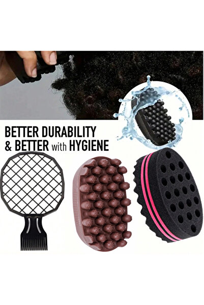 Choice مجموعة من 3 قطع من إسفنجة تصفيف الشعر المطاطية القابلة للغسل لتجعيد ال...