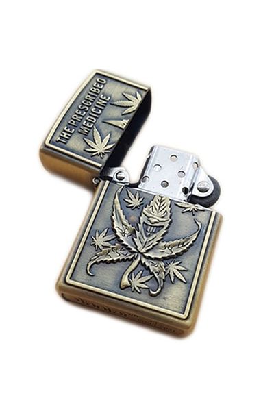 dalimag Metal Lighter, 3D Relief, Gas, Prescribed Medicine Weed Model, Green, Boxed, 60mm x 40mm x 15mm, Dal