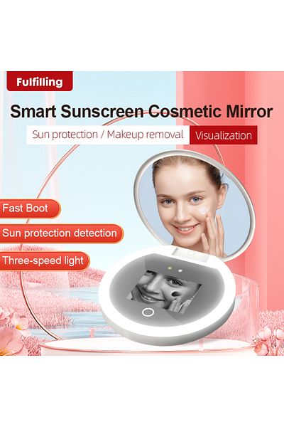 Choice White Handheld UV Cosmetic Mirror for Sunscreen Detection Beauty Tools Smart Rechargeable Makeup Mir