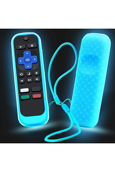 Choice Blue Case for Roku Remote Universal Replacement Controller Silicone Sleeve Skin Glow in The Dark(Red