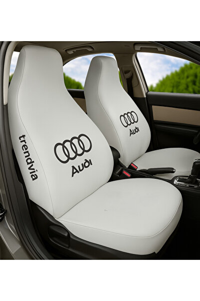 trivexa مجموعة أغطية المقاعد الأمامية والخلفية من القطن الممشط الأبيض المتواف...