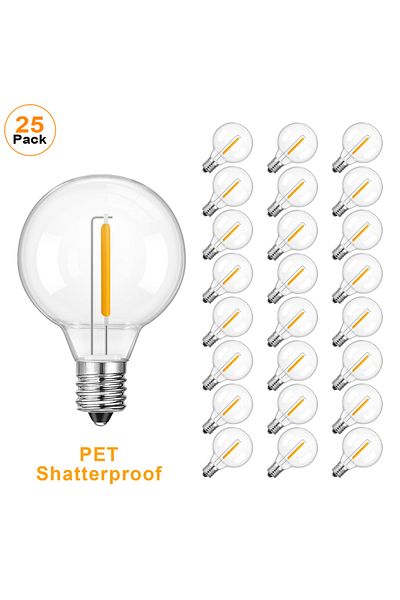 Choice 1w DC 24V E12 screw Base 25 Pack 50PCS DC12V 24V 1W G40 LED Light Bulbs Low Voltage Shatterproof Pla