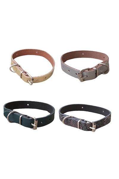OEM Set 4 zgărzi pentru câini de talie mică, din piele, reglabile 22-30 cm