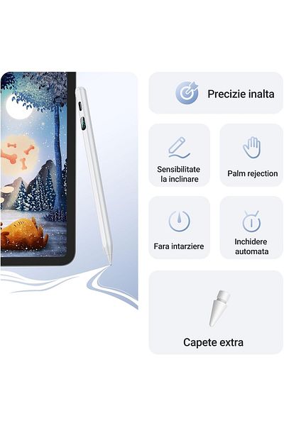 WowStep Stylus iPad Pen, Apple Tablets 2018-2024, 10 Heads, Palm Rejection, Magnetic Attachment, White