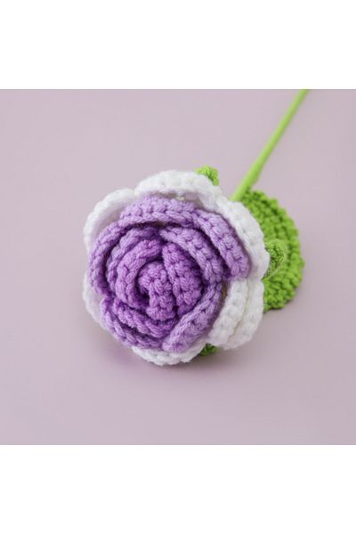 Choice PURPLE 1pc Crocheted Flowers, Artificial Bouquets Handmade Rose Sunflower Tulips, Wedding Party Deco