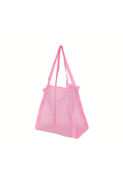 Choice Pink beach bag Large capacity solid color hand shopping bag,multi-functional mesh bag sundries mesh
