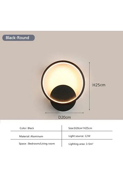 Choice Tri color dimming Round black Modern LED Wall Lamp Nordic Wall Light Tri color dimming Minimalist Wa