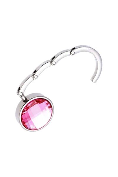 dalimag Cârlig roz pentru geantă, metalic, pentru montare pe masă, 8 cm,